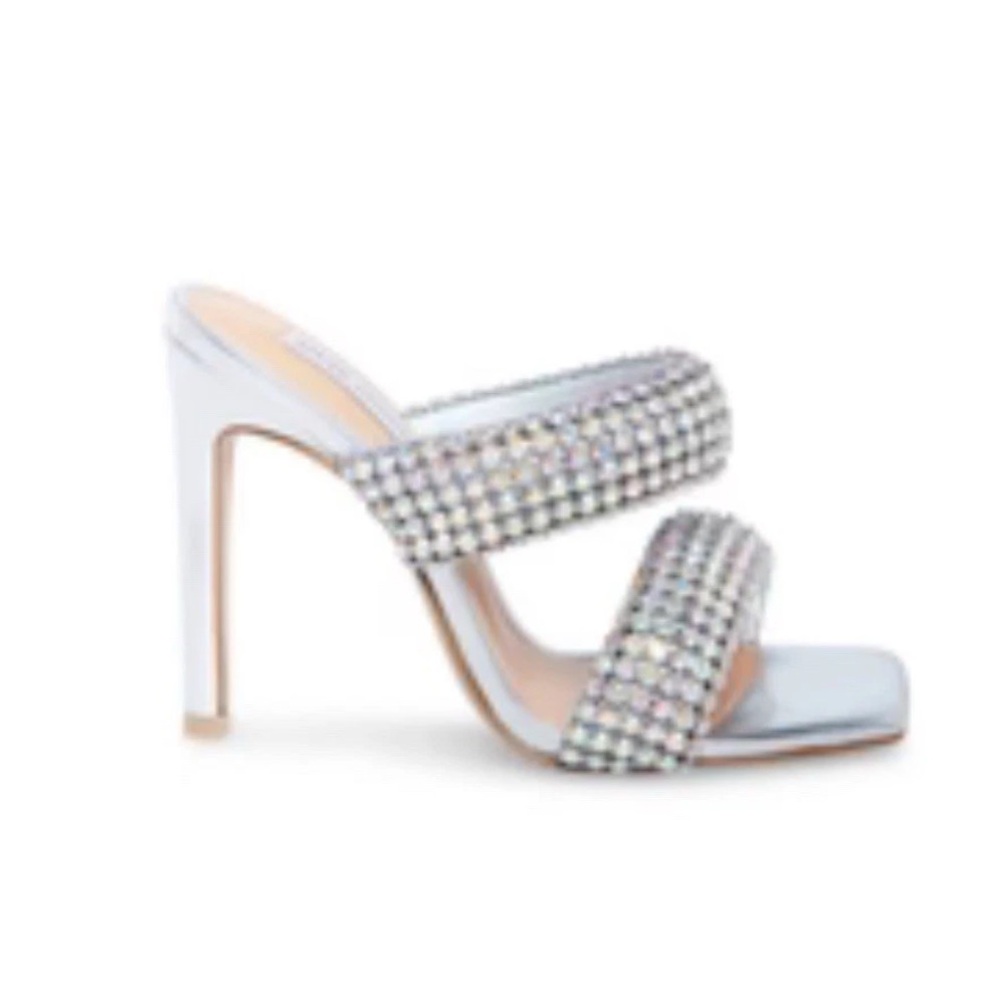 Steve Madden Silver Rhinestone Heels - Picture 2 of 7